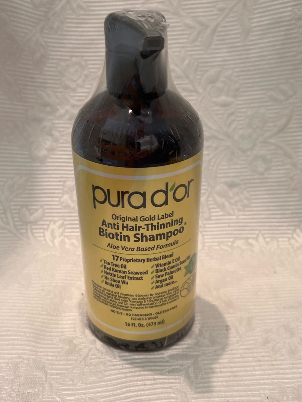 PURA DOR IS67 PURA DOR
Original Gold Label Anti-Hair Thinning Shampoo 16oz Seald